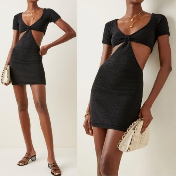 New Cult Gaia Billie Signature Cutout Detail Knit Black Mini Dress NWT Large - Picture 5 of 16